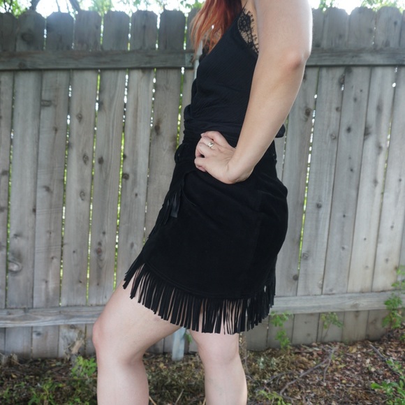 Cache real leather fringe skirt - Picture 4 of 12